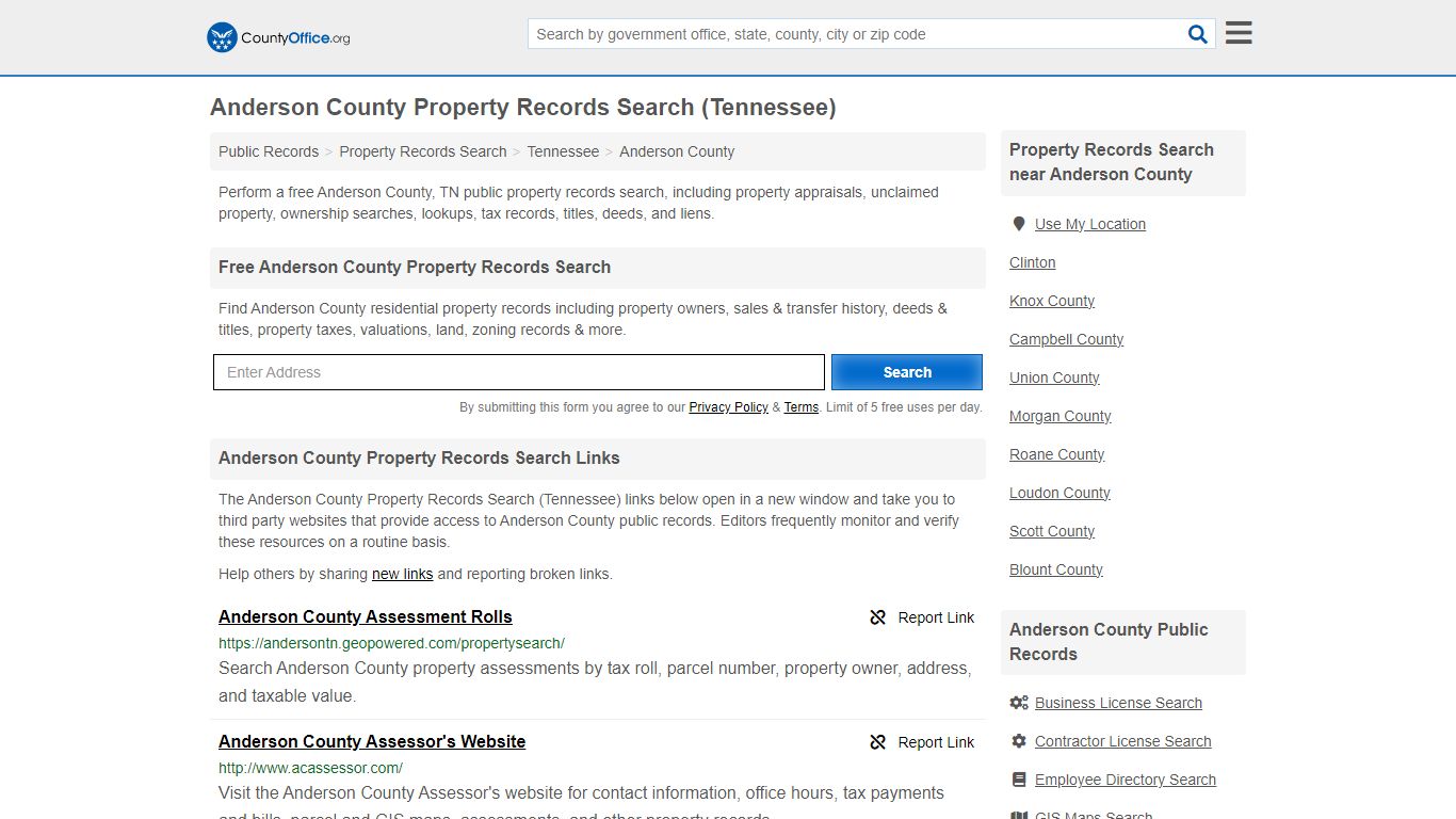 Anderson County Property Records Search (Tennessee) - County Office