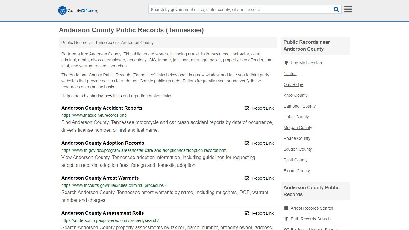 Anderson County Public Records (Tennessee) - County Office