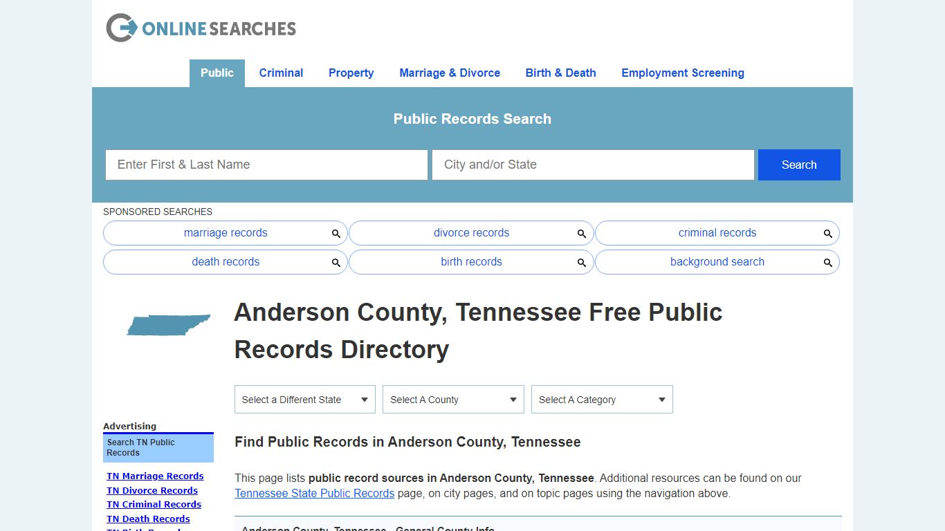 Anderson County, Tennessee Public Records Directory
